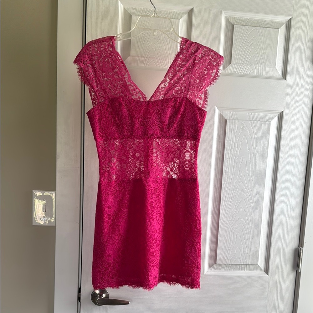 BCBGMAXAZRIA Pink Lace Dress